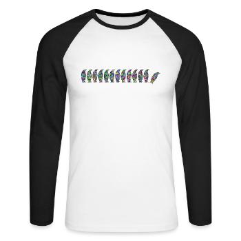 Penguins Stained Glass - Colorglas - Unisex Long Sleeve Baseball T-Shirt - white/black - Front - Nik (191cm)