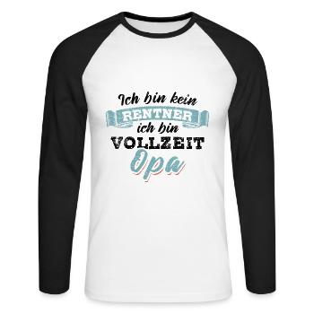 Ich bin kein Rentner ich bin Vollzeit Opa - Unisex Baseballshirt langarm - Weiß/Schwarz - Vorne - Nik (191cm)