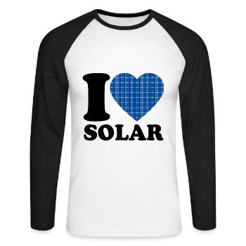 I Love Solar - Heart - Renewable Energy - Unisex Long Sleeve Baseball T-Shirt - white/black - Front - Nik (191cm)
