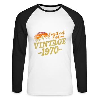 50. Geburtstag Vintage 1970 50 Jahre Geschenk - Unisex Baseballshirt langarm - Weiß/Schwarz - Vorne - Nik (191cm)