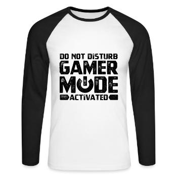 Do Not Disturb - Gamer Mode Activated - Unisex Long Sleeve Baseball T-Shirt - white/black - Front - Nik (191cm)
