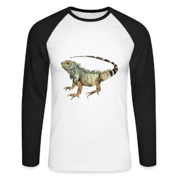Liguane - T-shirt baseball manches longues Homme - blanc/noir - Devant - Nik (191cm)