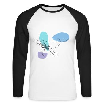 Whale - Humpback Whale - Marine Mammal - Gift - Unisex Long Sleeve Baseball T-Shirt - white/black - Front - Nik (191cm)