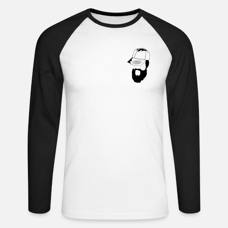 Bärtig und mit einer Kappe bedeckt! - Unisex Baseballshirt langarm - Weiß/Schwarz