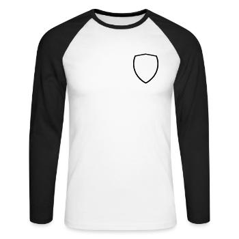 Wappen - Blanko - Unisex Baseballshirt langarm - Weiß/Schwarz - Vorne - Nik (191cm)