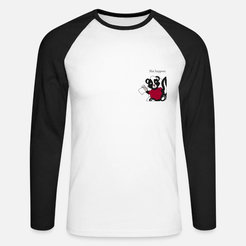 Stinktier Pixie Shit happens - Unisex Baseballshirt langarm - Weiß/Schwarz