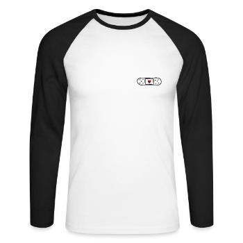 Pflaster Herz Doodle - Unisex Baseballshirt langarm - Weiß/Schwarz - Vorne - Nik (191cm)