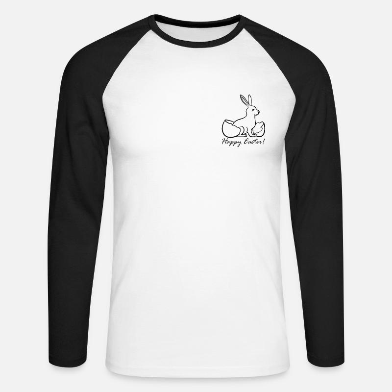 HAPPY EASTER two - Unisex Baseballshirt langarm - Weiß/Schwarz