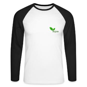 VEGAN - T-shirt baseball manches longues Homme - blanc/noir - Devant - Nik (191cm)