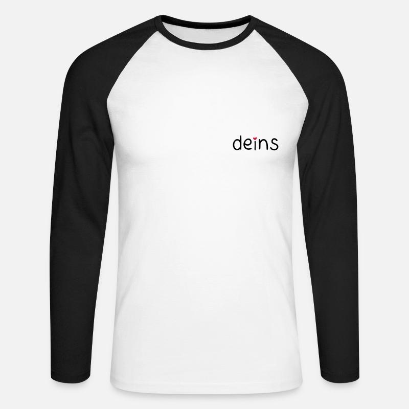 deins – mit farbigem Herz - Unisex Baseballshirt langarm - Weiß/Schwarz