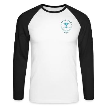 Best Dad by Par, Perfect Gift for Golfers - Unisex Long Sleeve Baseball T-Shirt - white/black - Front - Nik (191cm)