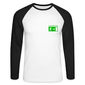 Laberdoor, Labrador, Smalltalk nicht erwünscht - Unisex Baseballshirt langarm - Weiß/Schwarz - Vorne - Nik (191cm)