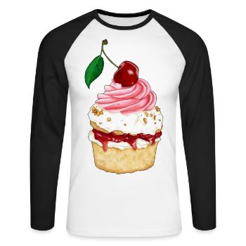 Black Forest Cherry Tart - Unisex Long Sleeve Baseball T-Shirt - white/black - Front - Nik (191cm)