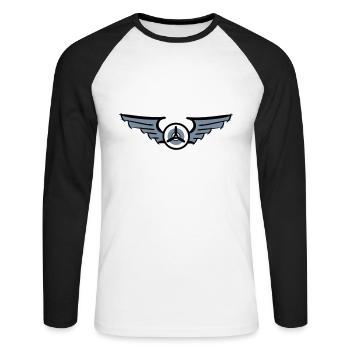 Aviation Symbol Air Force Swing Airplane Pilot - Unisex Long Sleeve Baseball T-Shirt - white/black - Front - Nik (191cm)