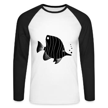 Fish Aquarium Marine Animal Climate Environmental Protection - Unisex Long Sleeve Baseball T-Shirt - white/black - Front - Nik (191cm)