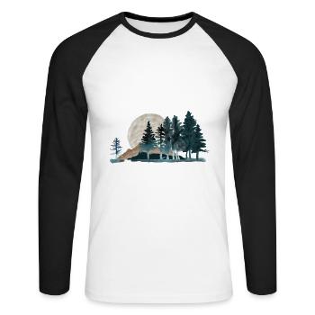 Watercolor landscape mountains - Unisex Long Sleeve Baseball T-Shirt - white/black - Front - Nik (191cm)