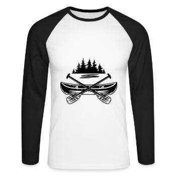 Canoe Rowing Paddling Water Sports Nature - Unisex Long Sleeve Baseball T-Shirt - white/black - Front - Nik (191cm)