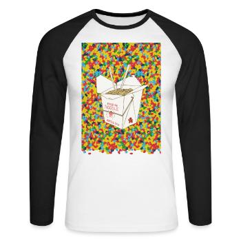 boîte de nouilles - T-shirt baseball manches longues Homme - blanc/noir - Devant - Nik (191cm)