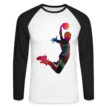 Art sportif de basketball #basketball - T-shirt baseball manches longues Homme - blanc/noir - Devant - Nik (191cm)