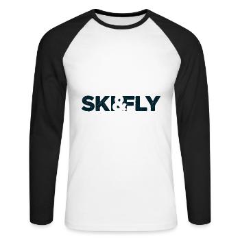 SKI&FLY dunkelblau - Unisex Baseballshirt langarm - Weiß/Schwarz - Vorne - Nik (191cm)
