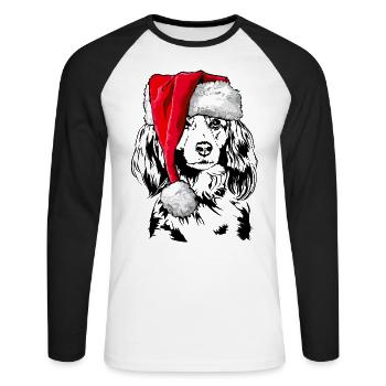 Santa KOOIKERHONDJE Chiens de Noël Wilsigns - T-shirt baseball manches longues Homme - blanc/noir - Devant - Nik (191cm)