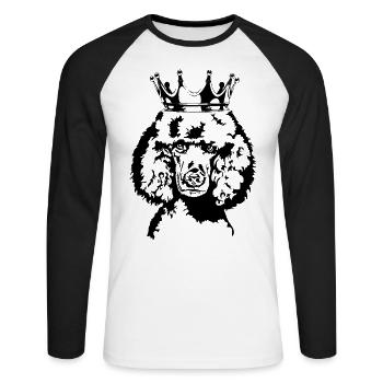 Caniche Crown Chiens Chien Wilsigns - T-shirt baseball manches longues Homme - blanc/noir - Devant - Nik (191cm)