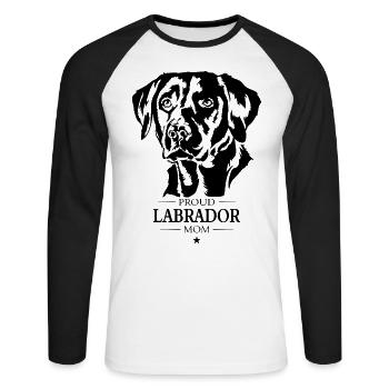 Labrador Mom Hunde Hund Labbi Wilsigns - Unisex Baseballshirt langarm - Weiß/Schwarz - Vorne - Nik (191cm)