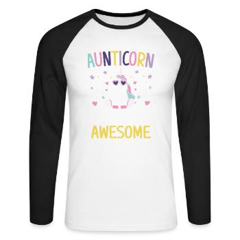 Aunticorn like a normal Aunt only more awesome - Unisex Long Sleeve Baseball T-Shirt - white/black - Front - Nik (191cm)
