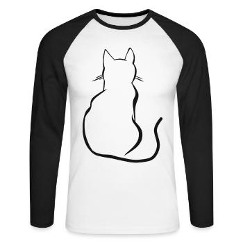 Cat animal tomcat pet kitten animals cats - Unisex Long Sleeve Baseball T-Shirt - white/black - Front - Nik (191cm)