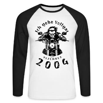 20. Geburtstag Ich gebe Vollgas seit 12/2004 - Unisex Baseballshirt langarm - Weiß/Schwarz - Vorne - Nik (191cm)