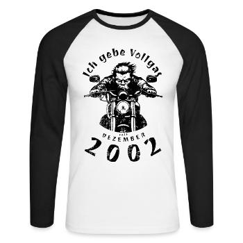 22ème anniversaire Je tourne à plein régime depuis 12/2002 - T-shirt baseball manches longues Homme - blanc/noir - Devant - Nik (191cm)