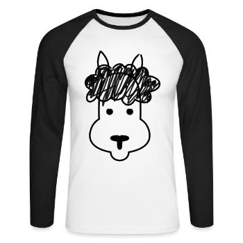 Alpaka Skizze - Unisex Baseballshirt langarm - Weiß/Schwarz - Vorne - Nik (191cm)