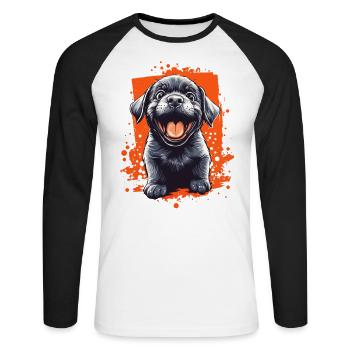 Labrador Welpe lustiger Hund Hunde - Unisex Baseballshirt langarm - Weiß/Schwarz - Vorne - Nik (191cm)
