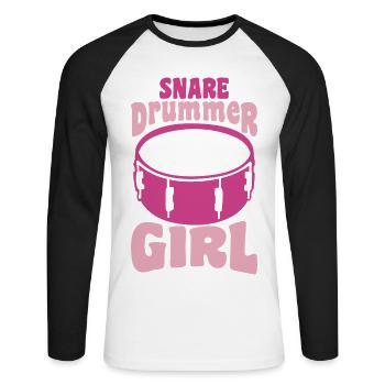 Girl drummer - Unisex Long Sleeve Baseball T-Shirt - white/black - Front - Nik (191cm)