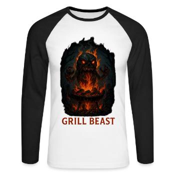 Bête du Grill - T-shirt baseball manches longues Homme - blanc/noir - Devant - Nik (191cm)