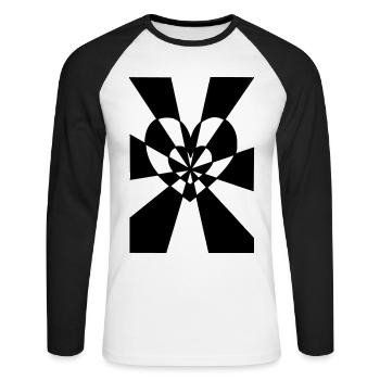 Rayon du cœur - T-shirt baseball manches longues Homme - blanc/noir - Devant - Nik (191cm)