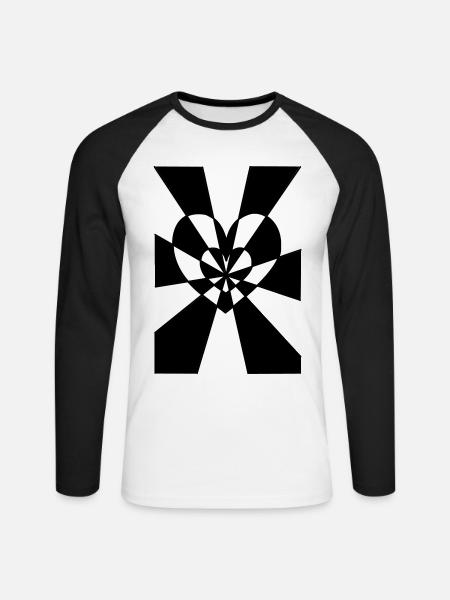 Heart's ray - Unisex Long Sleeve Baseball T-Shirt - white/black