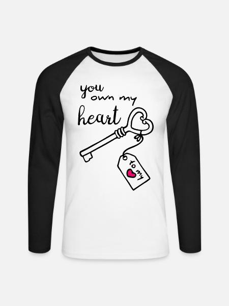 Schlüssel zu meinem Herzen - Unisex Baseballshirt langarm - Weiß/Schwarz