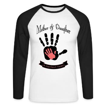 Mother and Daugther, Mutter und Tocher - Unisex Baseballshirt langarm - Weiß/Schwarz - Vorne - Nik (191cm)