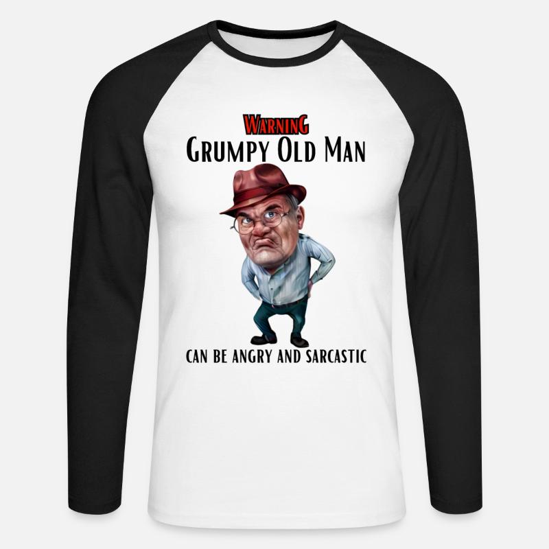 Warning Grumpy Old Man - Unisex Baseballshirt langarm - Weiß/Schwarz