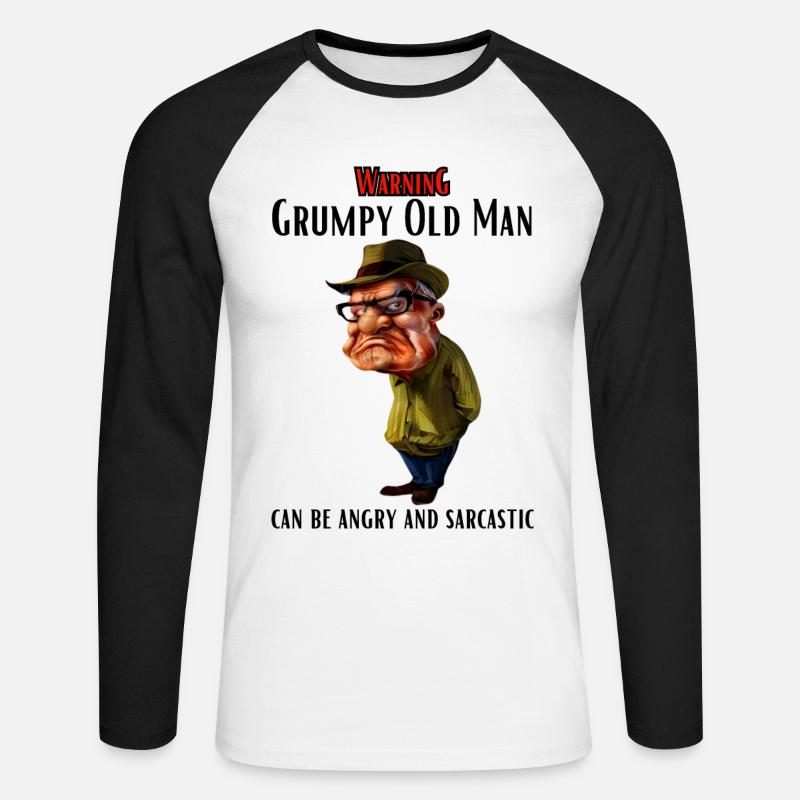Warning Grumpy Old Man - Unisex Baseballshirt langarm - Weiß/Schwarz