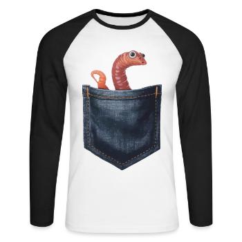 Wurm - Unisex Baseballshirt langarm - Weiß/Schwarz - Vorne - Nik (191cm)