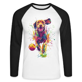 Vizsla - Unisex Baseballshirt langarm - Weiß/Schwarz - Vorne - Nik (191cm)