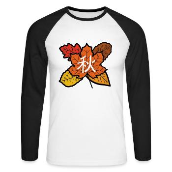 Autumn in Japanese - Unisex Long Sleeve Baseball T-Shirt - white/black - Front - Nik (191cm)