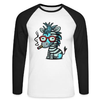 Zebra Funk - Unisex Long Sleeve Baseball T-Shirt - white/black - Front - Nik (191cm)