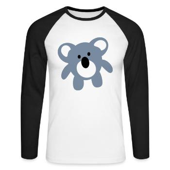 koala - Unisex Baseballshirt langarm - Weiß/Schwarz - Vorne - Nik (191cm)