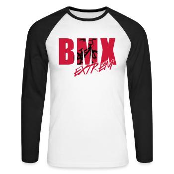 bmx 2_2c - Unisex Long Sleeve Baseball T-Shirt - white/black - Front - Nik (191cm)