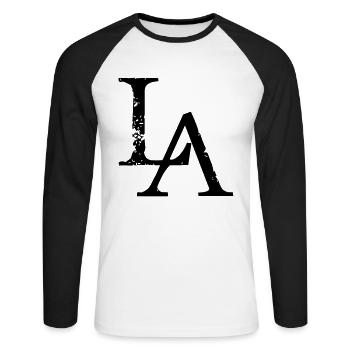 LA - Los Angeles - Chemise de danse - T-shirt baseball manches longues Homme - blanc/noir - Devant - Nik (191cm)