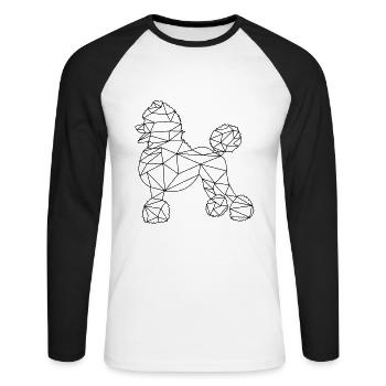 Chien - T-shirt baseball manches longues Homme - blanc/noir - Devant - Nik (191cm)