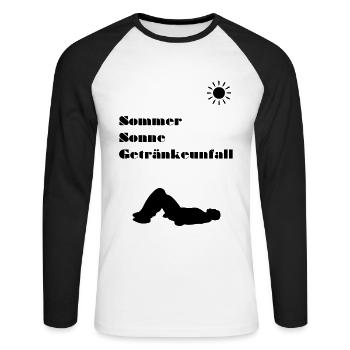 Sommer | Sonne | Getränkeunfall | Lustig | Alkohol - Unisex Baseballshirt langarm - Weiß/Schwarz - Vorne - Nik (191cm)